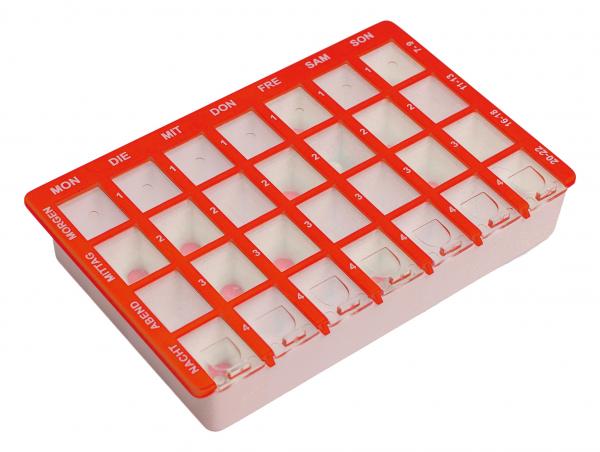 Arzneikassette ROT Pillenbox Tablettendose 7 Tage 1 Woche Pillendose Dosierer