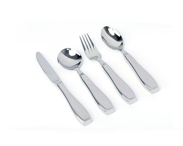 Besteck-Set EDELSTAHL 4-teilig silber extra schwer spülmaschinenfest modern
