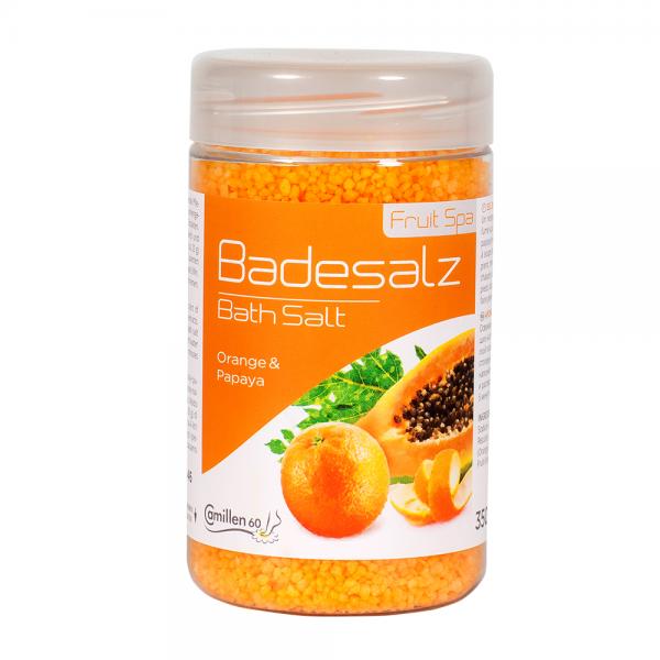 Frucht Badesalz 350 g Dose Fußbad ORANGE-PAPAYA erfrischend Wellness Fußpflege