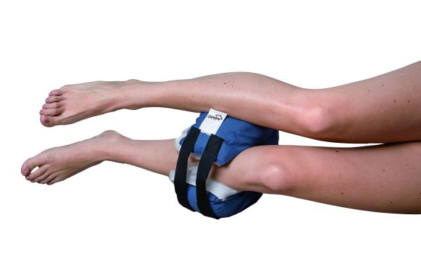 Fuß- & Fersenkissen rund – Ringkissen mit Felleinleger blau weiß