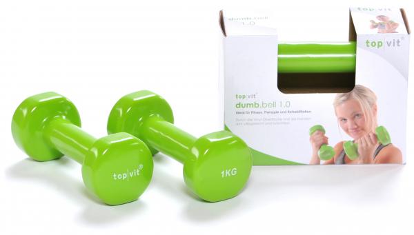 Hantel 2`er SET Kurzhantel Vinyl GRÜN 1,0 kg Gewichte Fitness