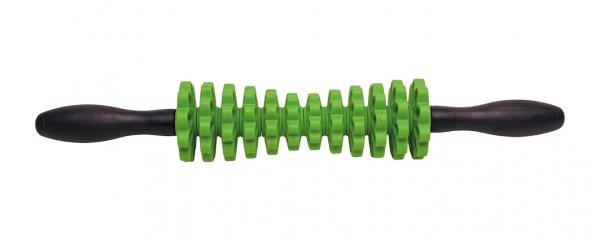 Massagerolle mit Griff verstellbar 12 Ringe Faszienmassage 43 cm schwarz/grün