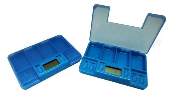 Pillenbox mit Signalton 2-er SET Tablettendose Medikamentendosierer BLAU Alarm