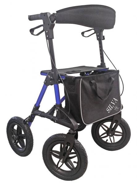 Rollator OFFROAD Leichtgewicht mit Tasche und Steighilfe blau TM