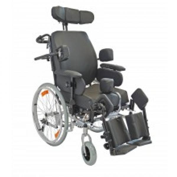 Rollstuhl TMM 52 cm Multifunktionsrollstuhl mit Kippschutz silber TB