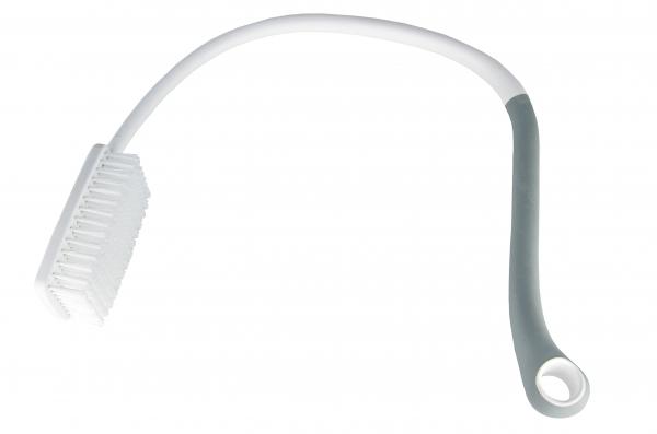 Rückenbürste U-Form weiß grau mit Griff Rückenpflege Duschbürste 36 cm