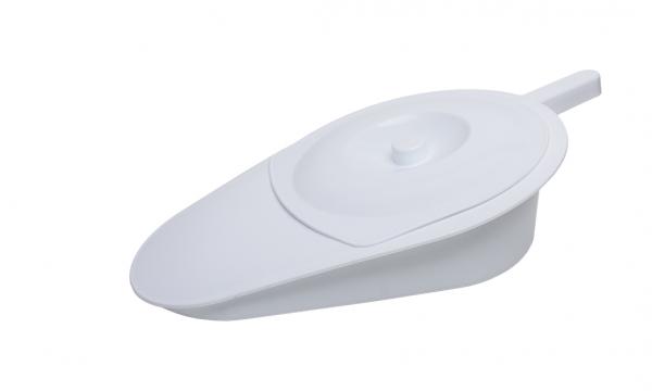 Steckbecken STANDARD PP weiß mit Griff & Deckel autoklavierbar Medizinprodukt