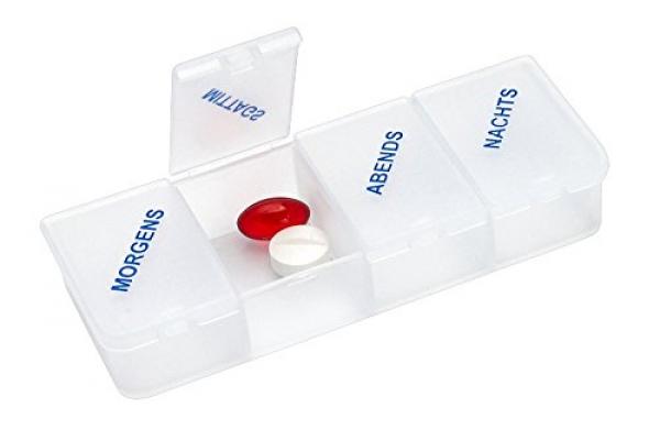 Tablettendose 4 Fächer weiß-transparent