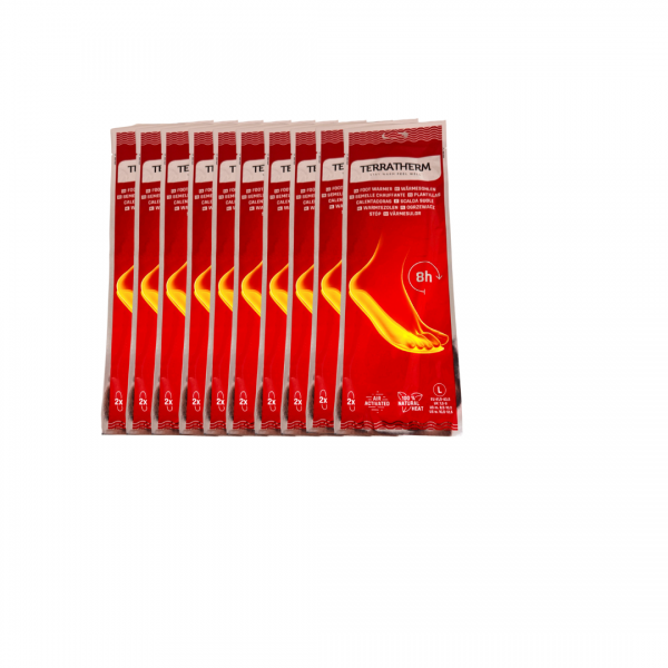 Terratherm Wärmesohlen 10 STÜCK Gr.41,5-43,5 Sohlenwärmer Fußwärmer Einlegesohlen 8h
