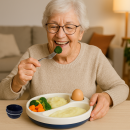 Warmhalteteller blau-weiß Kunststoff Teller Ø22cm mit Wasserfüllung spülmaschinenfest