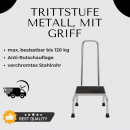 Trittstufe Metall mit Griff Tritthocker 23cm Höhe rutschfest 35x38cm Chrom