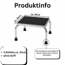 Trittstufe Metall verchromt – Tritthocker 23cm Höhe, rutschfest, 35x38cm Fläche