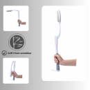 Sansuwell Körperpflege-Set weiß-grau – 5 Aufsätze, 3-fach winkelverstellbarer Griff, langer Stiel, Geschenkidee